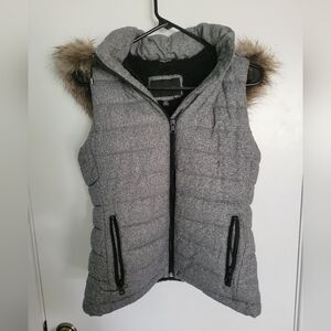 Banana Republic Vest Quilted Faux Fur Hood XS Women's